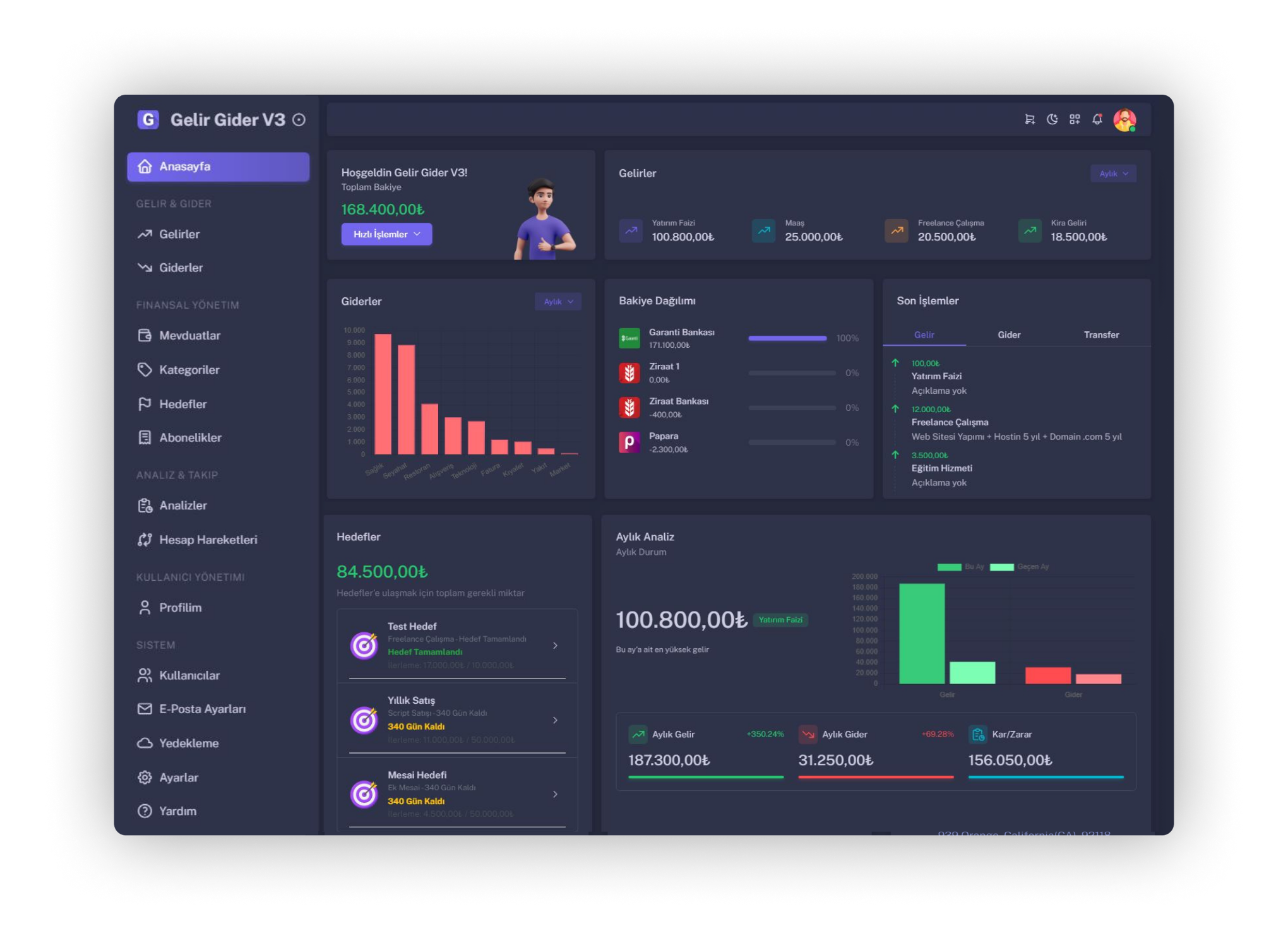 Gelir Gider Takip Scripti V3 Arayüzü